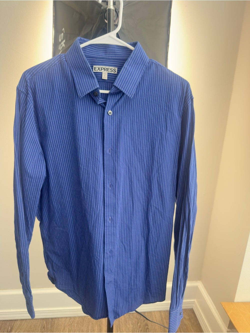 Express Men's Blue Pinstripe Dress Shirt